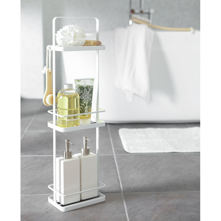 Tower Yamazaki Home Wire Standing Shower Caddy With Bath Shelf Baskets Tall Steel Water Resistant